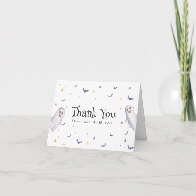 Gender Neutral Little Boo Stars Ghost Baby Shower  Thank You Card (Front)