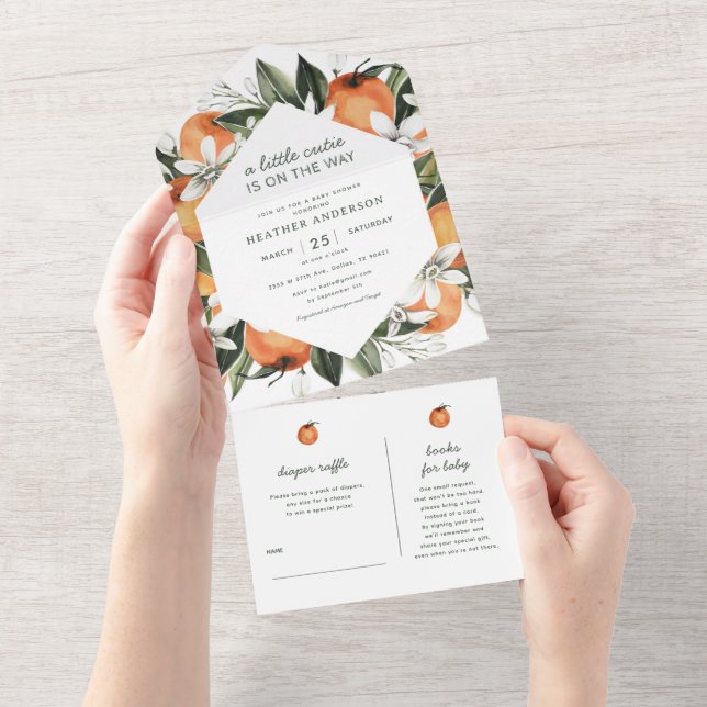 Gender Neutral Little Cutie Baby Shower All In One Invitation (Tearaway)