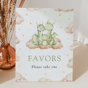 Gender Neutral Little Dragon Favors Pedestal Sign