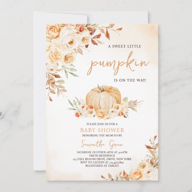 Gender Neutral Little Pumpkin Baby Shower Invitation (Front)