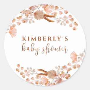 Gender Neutral Little Wildflower Boho Baby Shower Classic Round Sticker
