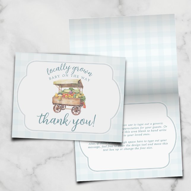 Gender Neutral Locally Grown Baby Shower Folding Thank You Card (Creator Uploaded)