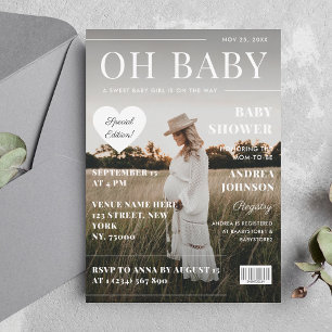 Gender Neutral Magazine Cover Photo Baby Shower Invitation