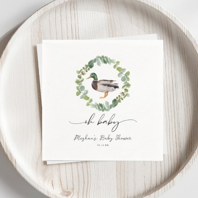 Gender Neutral Mallard Duck Baby Shower  Napkin (Creator Uploaded)
