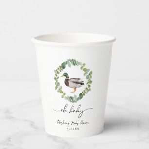 Gender Neutral Mallard Duck Baby Shower  Paper Cups