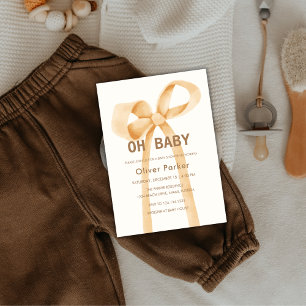 Gender Neutral Minimalist Bow Baby Shower Invitation