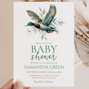 Gender Neutral Minimalist Mallard Duck Baby Shower Invitation