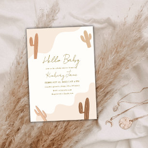 Gender Neutral Modern Boho Cactus Baby Shower  Invitation