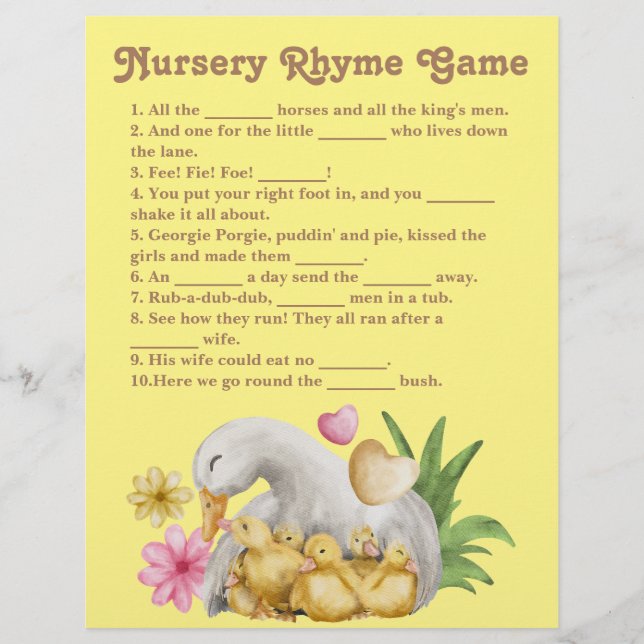 Gender Neutral Mommy and Baby Cute Nursery Rhyme Flyer (Front)