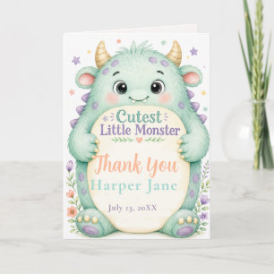 Gender Neutral Monster Baby Shower Thank You Card