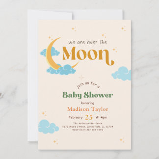 Gender Neutral Moon and Stars Baby Shower Invitation