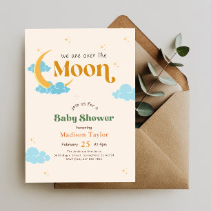Gender Neutral Moon and Stars Baby Shower Invitation
