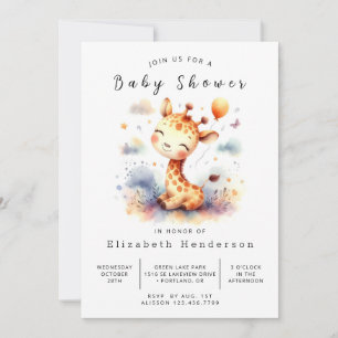 Gender Neutral Online Giraffe Baby Shower  Invitation