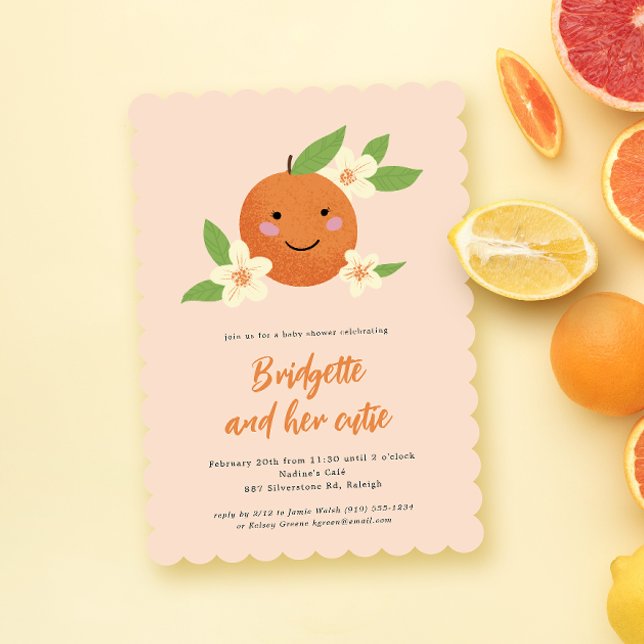Gender Neutral Orange Cutie Baby Shower Invitation (Creator Uploaded)