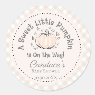 Gender Neutral Orange Little Pumpkin Baby Shower Classic Round Sticker