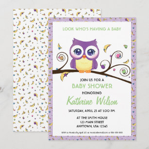 Gender-Neutral Owl Baby Shower Celestial Doodles  Invitation