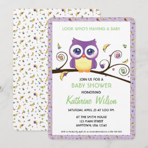 Gender-Neutral Owl Baby Shower Celestial Doodles  Invitation