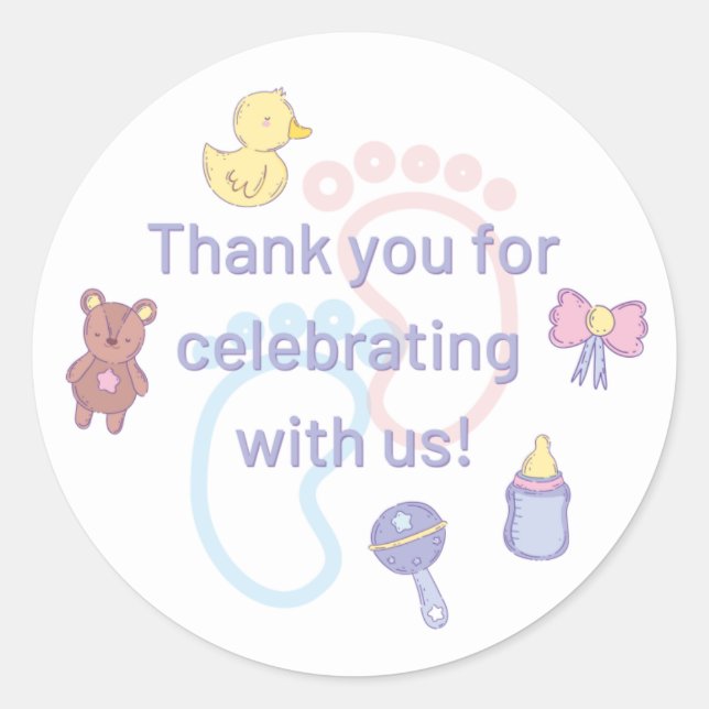 Gender Neutral Pastel Baby Shower Thank You Classic Round Sticker (Front)