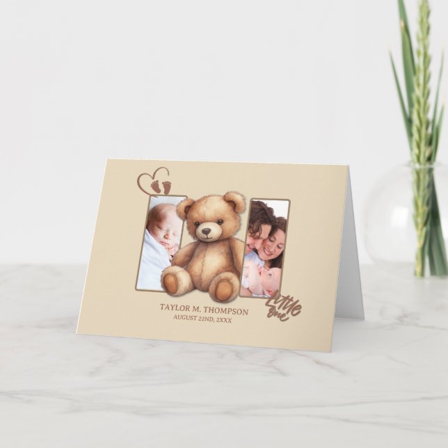 Gender Neutral Personalised Baby Photo Card (Front)