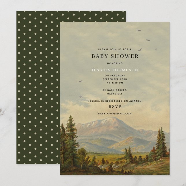 Gender Neutral Pine Forest Baby Shower Invitation (Front/Back)