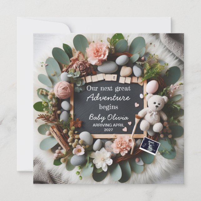 gender neutral pregnancy announcement Editable (Front)