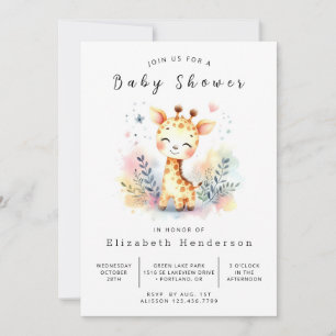 Gender Neutral Printable Giraffe Baby Shower  Invitation
