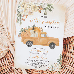 Gender Neutral Pumpkin Truck Baby Shower Invitation