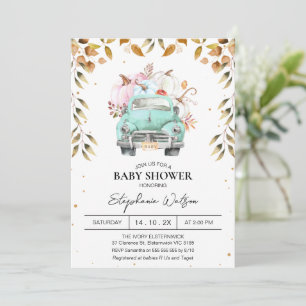 Gender Neutral Pumpkin Truck Foliage baby Shower  Invitation