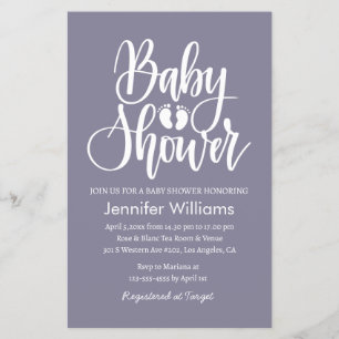 gender neutral purple baby shower invitation flyer