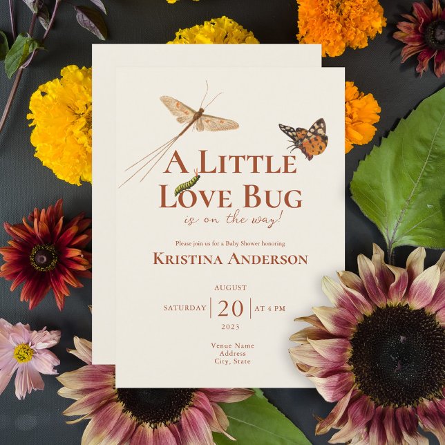Gender Neutral QR Code Love Bug Baby Shower Invitation (Creator Uploaded)