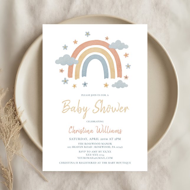 Gender Neutral Rainbow Baby Shower Invitation (Creator Uploaded)