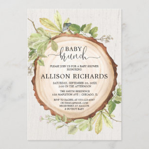Gender neutral rustic baby brunch shower invitation