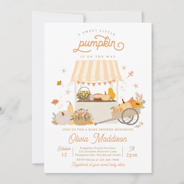 Gender Neutral Rustic Pumpkin Baby Shower Invitation (Front)