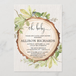 Gender neutral rustic woodland baby shower invitation
