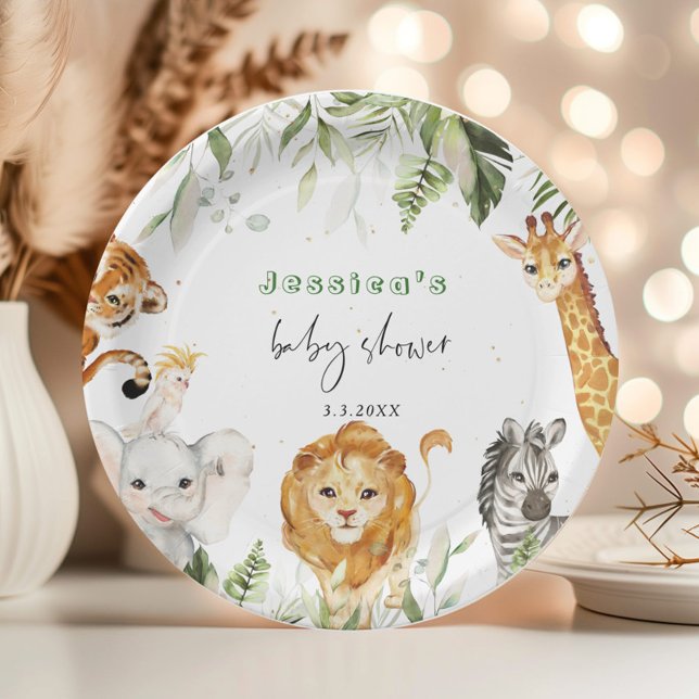 Gender neutral Safari animals baby shower napkins Paper Plate (Creator Uploaded)