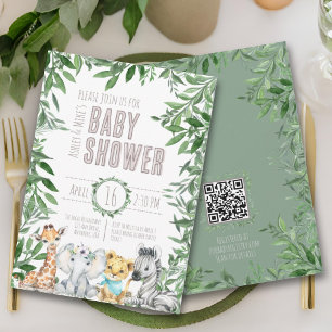 Gender Neutral Safari Animals Greenery Baby Shower