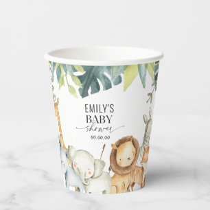 Gender neutral Safari jungle animal baby shower Paper Cups