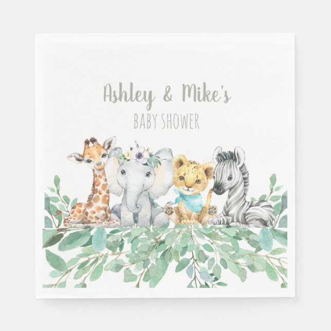 Gender Neutral Safari Theme Shower or Birthday Napkin (Front)