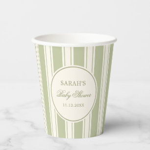 Gender Neutral Sage Green Classic Baby Shower Paper Cups