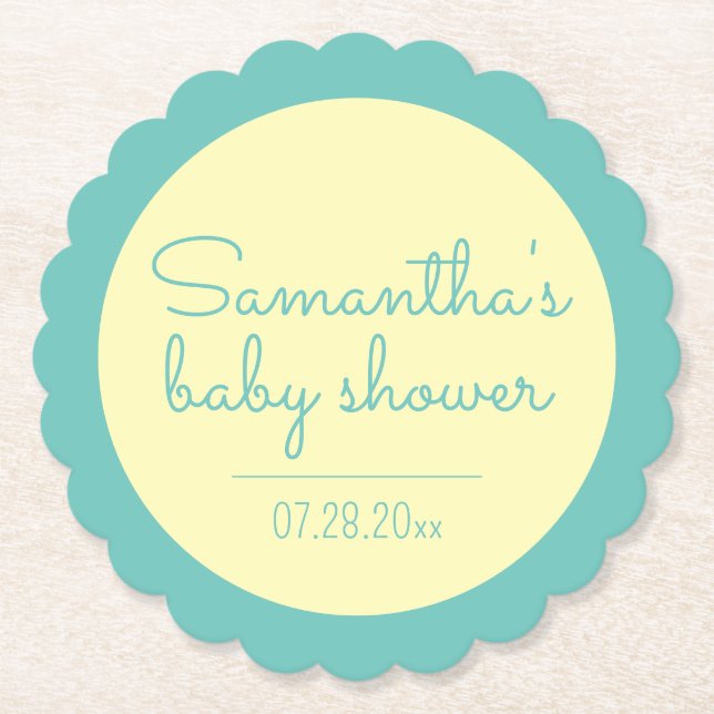 Gender Neutral Shower Scalloped Coasters (Front)