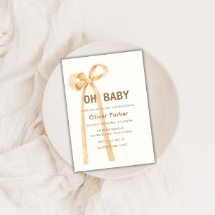 Gender Neutral Simple Bow Baby Shower Invitation