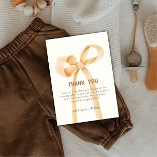 Gender Neutral Simple Bow Baby Shower Thank You Card