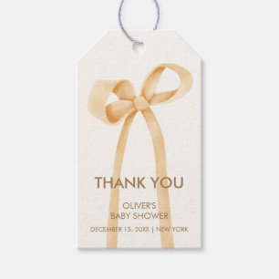 Gender Neutral Simple Bow Baby Shower Thank You Gift Tags
