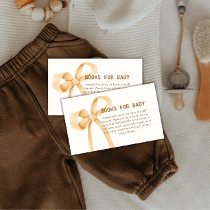 Gender Neutral Simple Bow Books For Baby Shower Enclosure Card