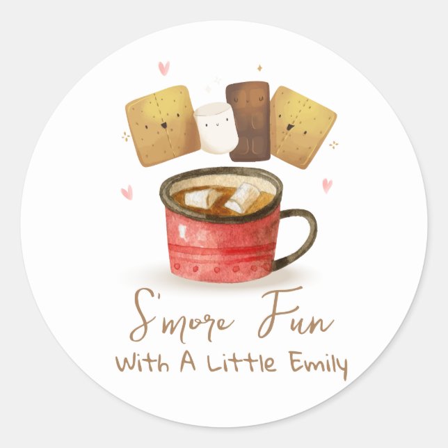 Gender Neutral S'more Fun Fall Baby Shower Classic Round Sticker (Front)