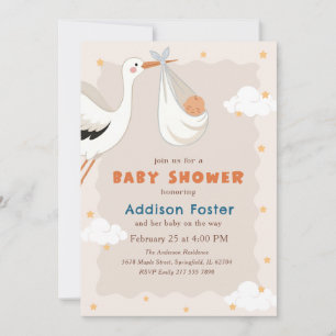 Gender Neutral Stork Special Delivery Baby Shower Invitation