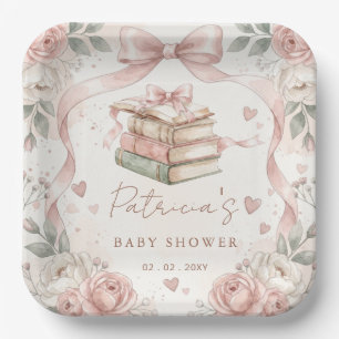 Gender Neutral Story book Baby Shower Book Request Paper Plate