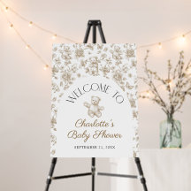 Gender Neutral Teddy Bear Baby Shower Welcome Sign