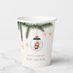 Gender Neutral Teddy Bear Winter Baby Shower Paper Cups