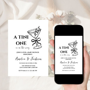 Gender Neutral Tiny One is on the Way, Black bow Invitation